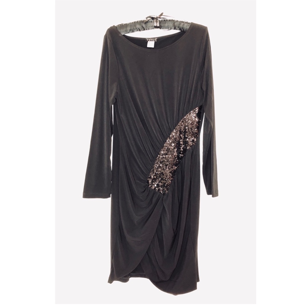 Venus Size L Black Bottom Crossover Sequin Dress